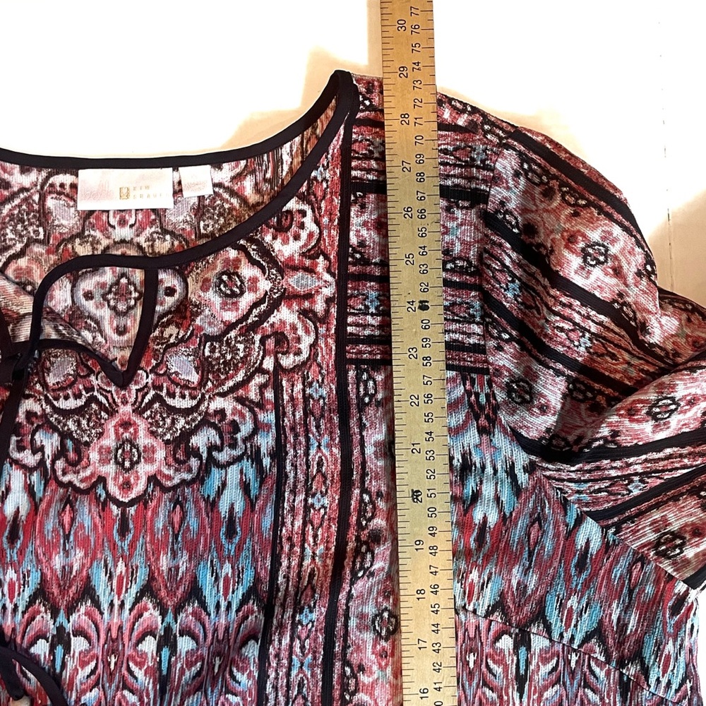 Belle by Kim Gravel Boho Moroccan Printed Blouse      Size XL - Picture 10 of 10